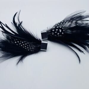 Tribal Feather Earrings Black and White Simply Natural Feathers